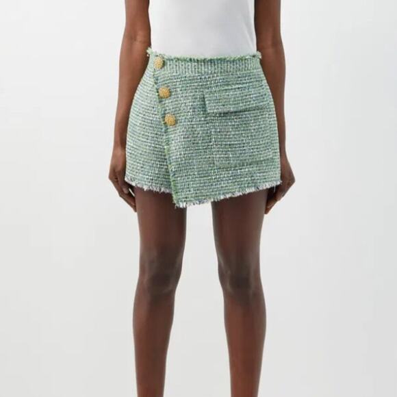 Self-Portrait Asymmetric Bouclé-Tweed Skort - Picture 1 of 11
